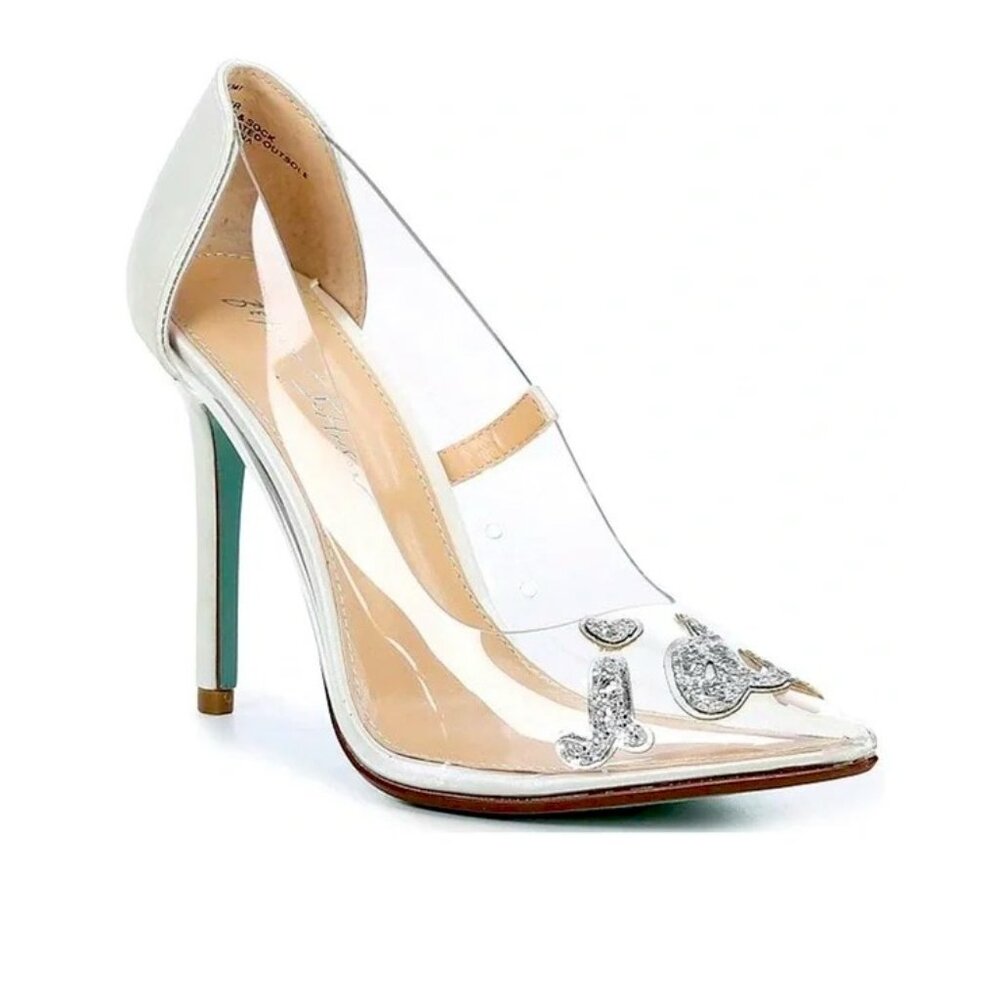 Betsey Johnson Clear and Silver Embellished Pumps